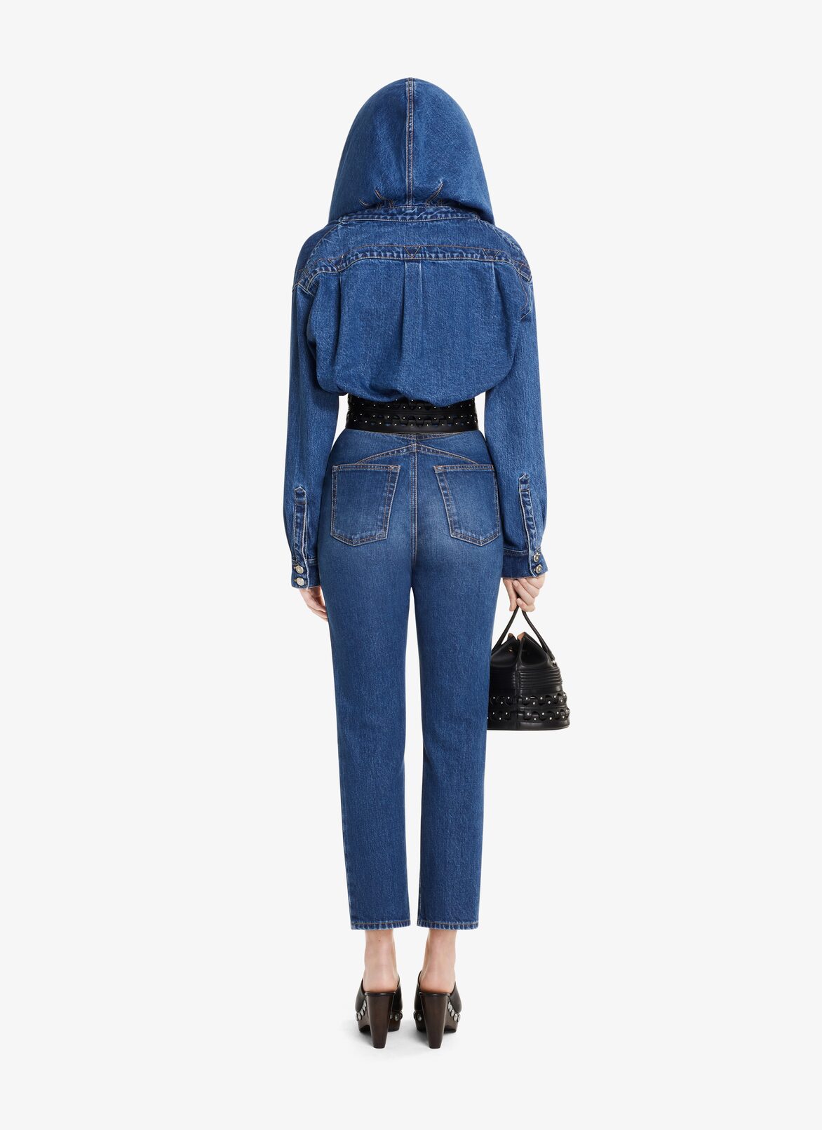 Bodysuit-Shirt aus ausgewaschenem Denim ALAÏA BLUE JEANS BODYSUIT-SHIRT AUS AUSGEWASCHENEM DENIM